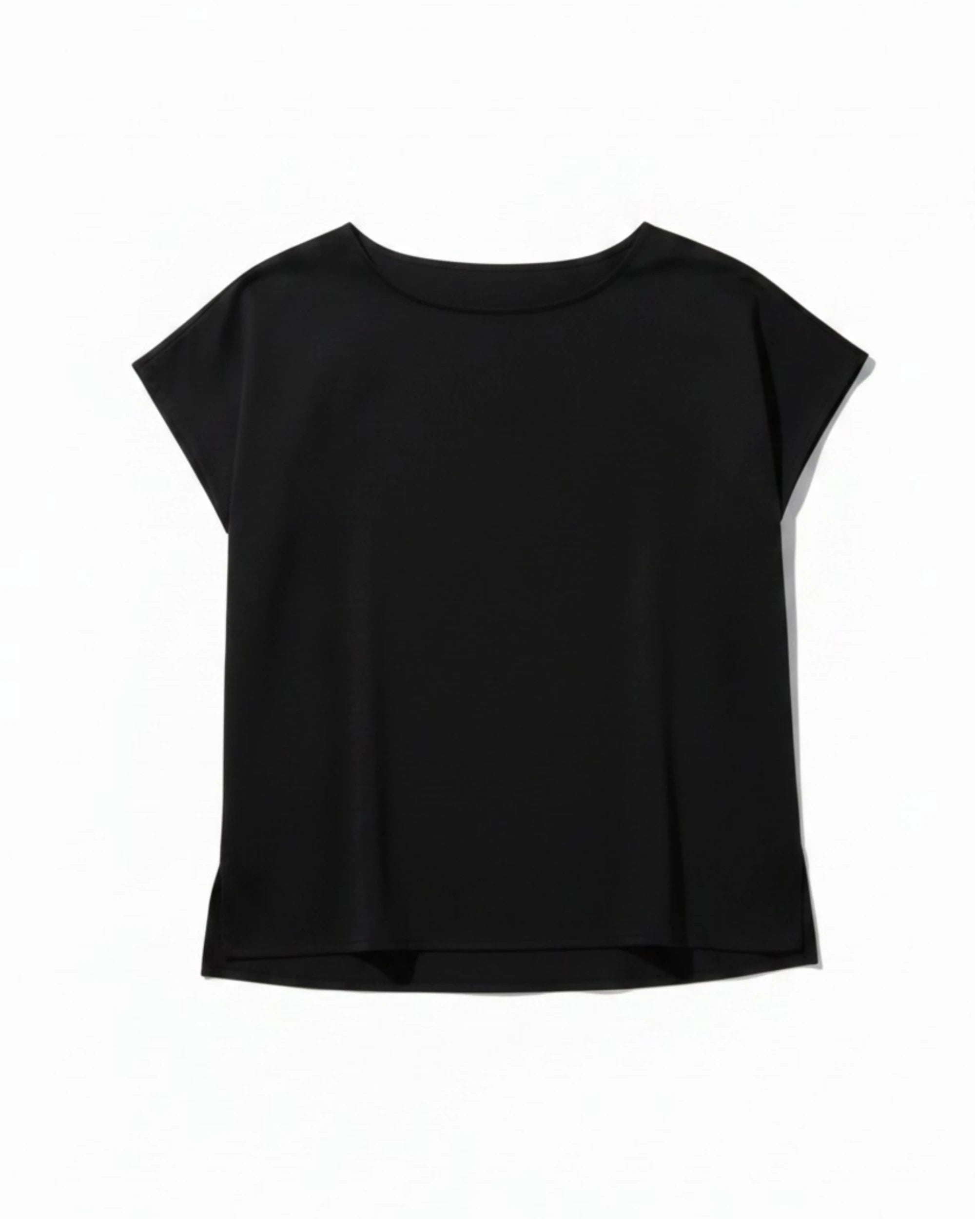 Bamboo Vegan Silk Poncho Top | Black